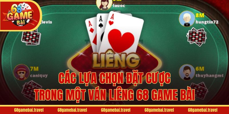 Các lựa chọn đặt cược trong một ván Liêng 68 Game Bài